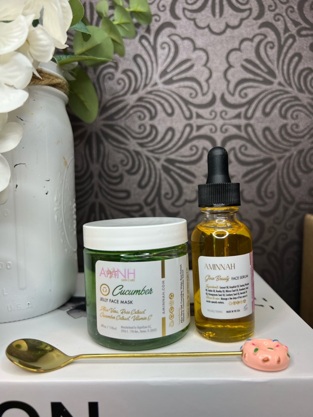 Aminnah Cucumber Jelly Face Mask & Glow Beauty Facial Serum Set